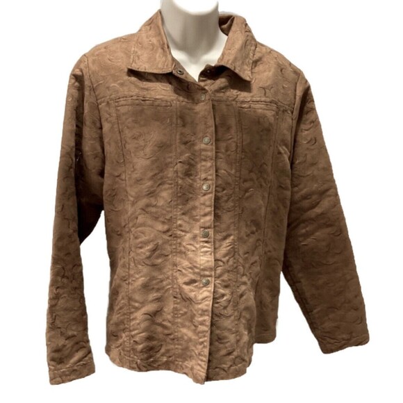 WOOLRICH Shacket Shirt Embroidered Faux suede Jacket Medium - Picture 2 of 14